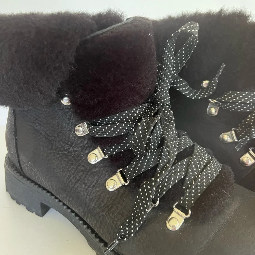 J.Crew Black Leather Nordic Winter Boot, size 9
